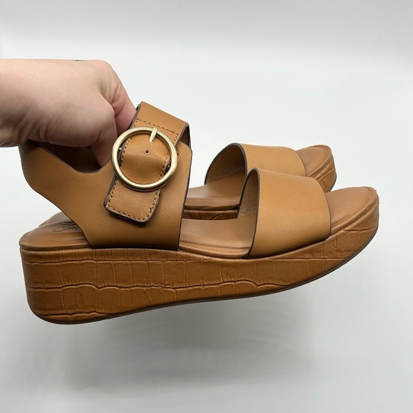 Sofft Tan Leather Wedge Platform Faedra Sandals Women’s Size 7